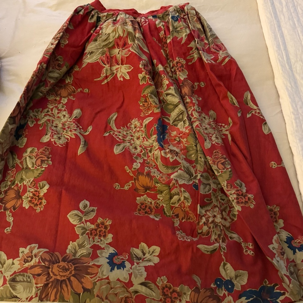 Ralph Lauren Red Floral A-Line Midi Skirt Size 6 Vintage - Picture 2 of 4